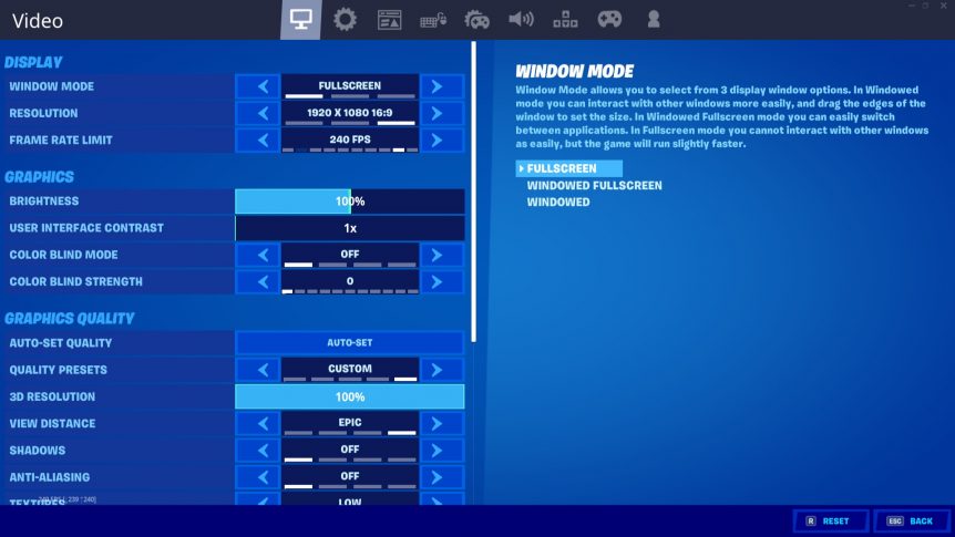 Fortnite Pro Settings